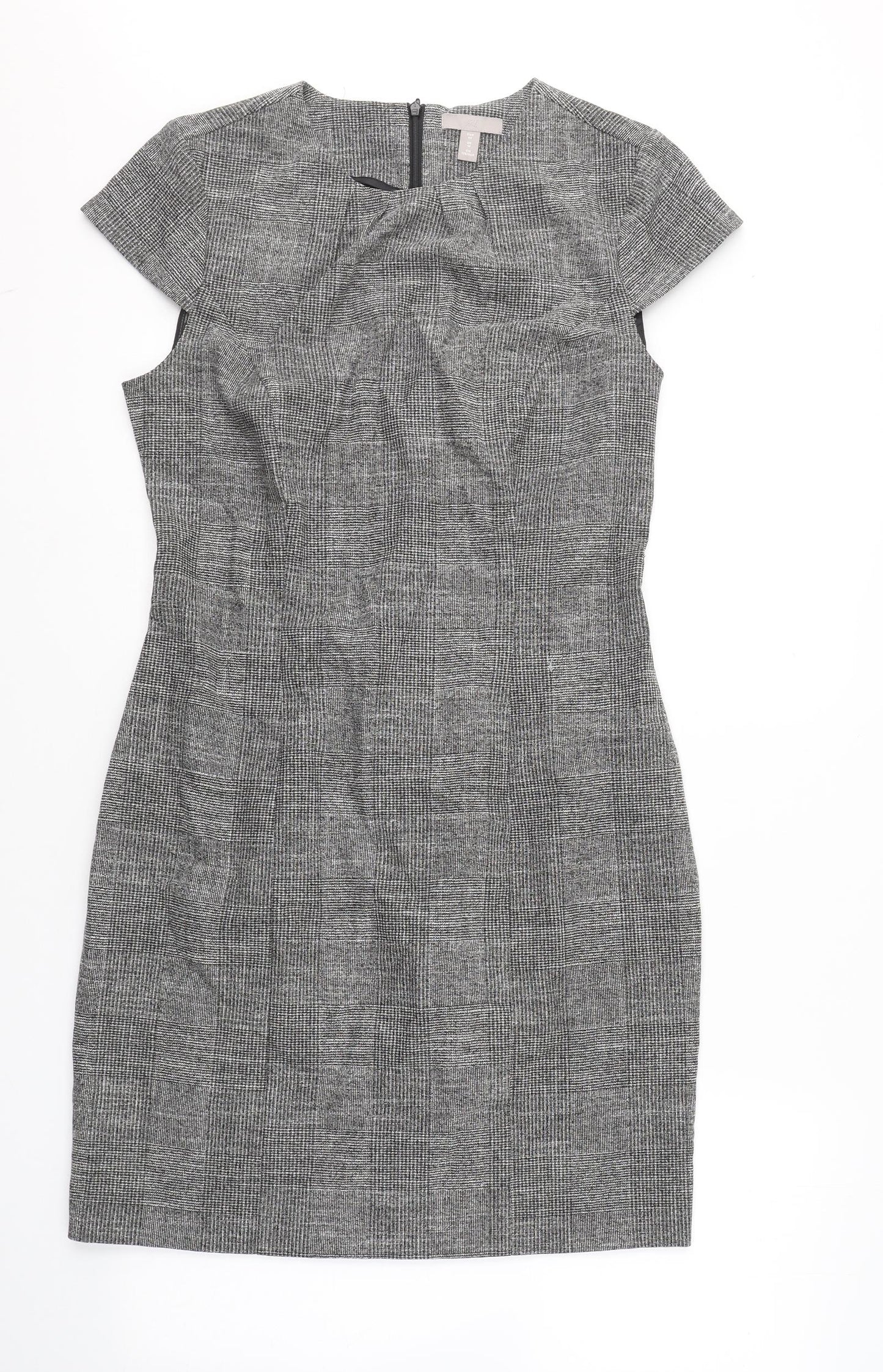 H&M Womens Green Plaid Viscose A-Line  Size 14  Round Neck Zip