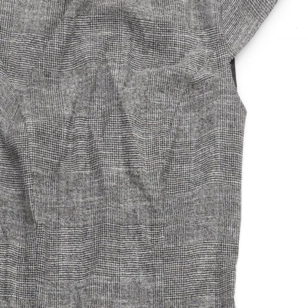 H&M Womens Green Plaid Viscose A-Line  Size 14  Round Neck Zip