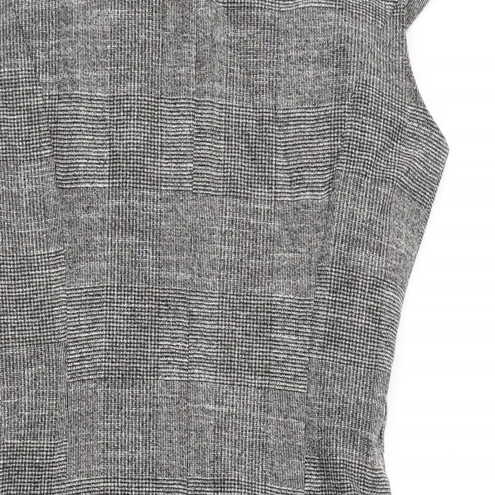 H&M Womens Green Plaid Viscose A-Line  Size 14  Round Neck Zip