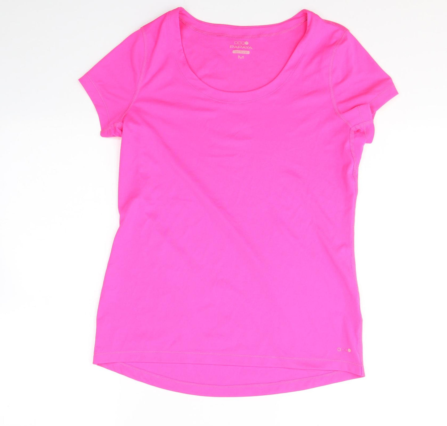Papaya Womens Pink  Polyester Basic T-Shirt Size M Round Neck Pullover - Neon Pink