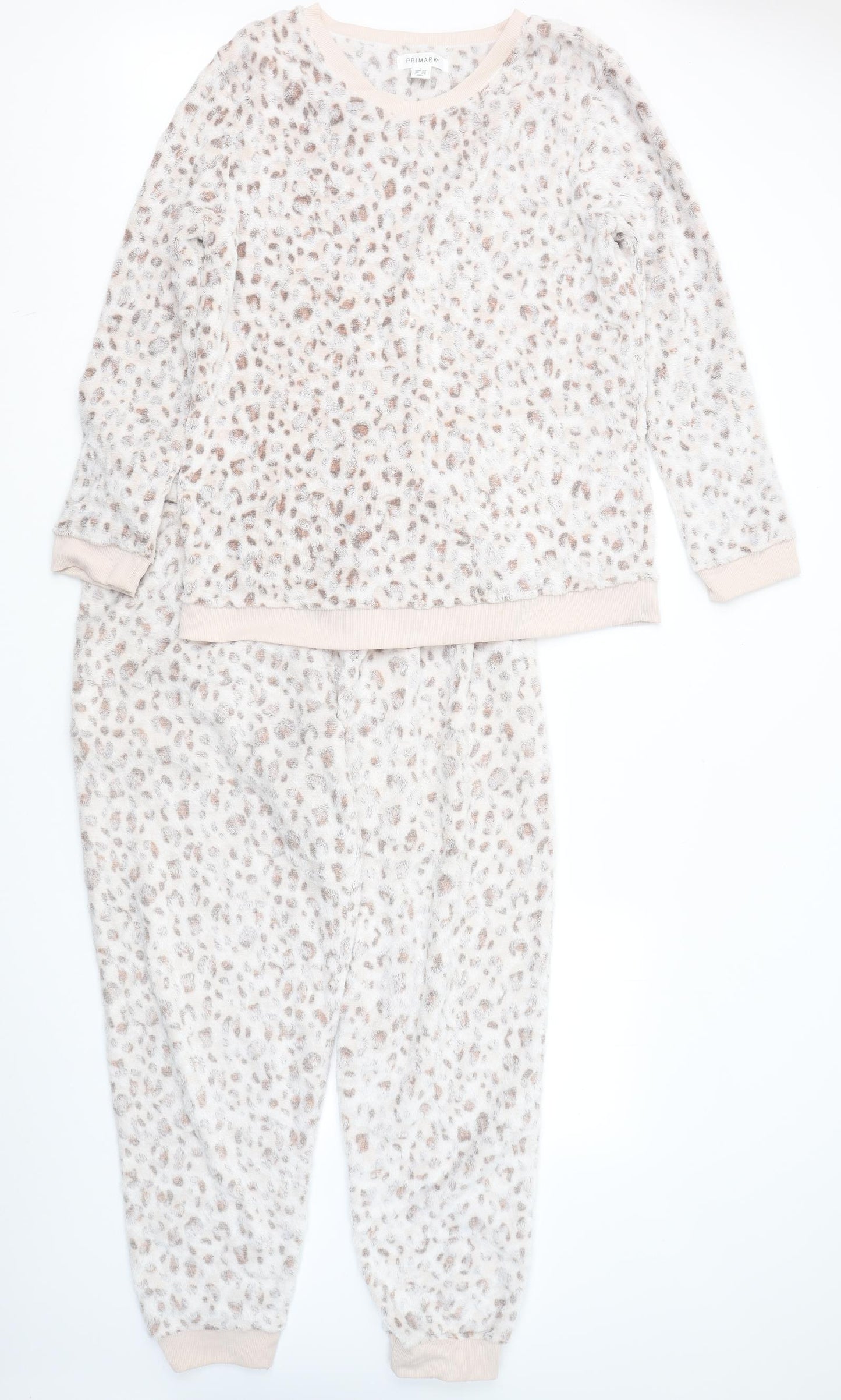 Primark Womens White Animal Print Polyester Capri Lounge Set Size 14