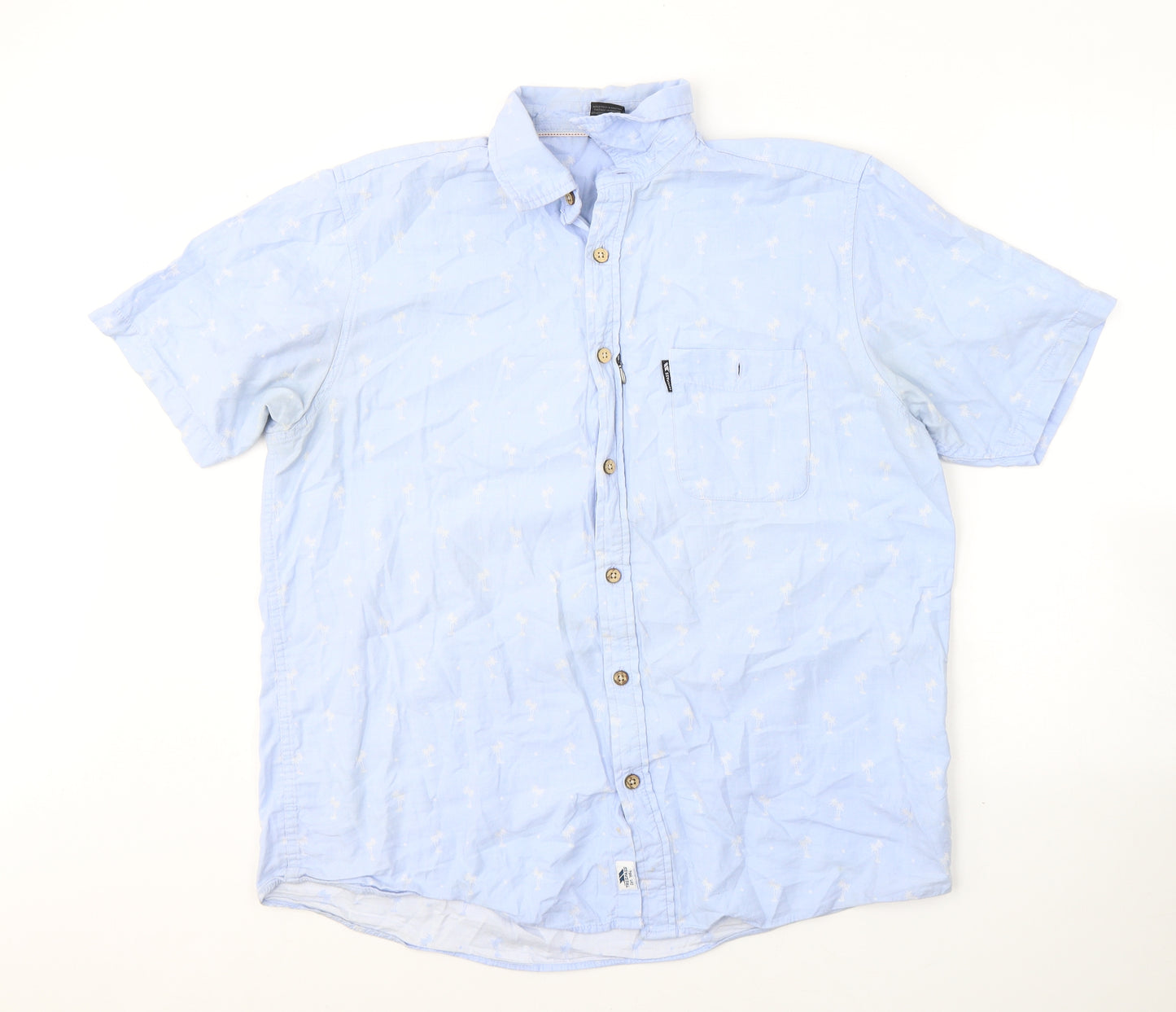 Trespass Mens Blue Polka Dot Cotton  Button-Up Size XL Collared Button