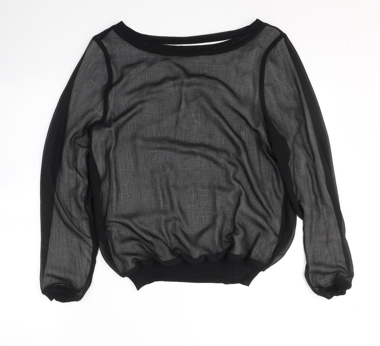 Mint Velvet Womens Black  Polyester Basic Blouse Size 12 Round Neck
