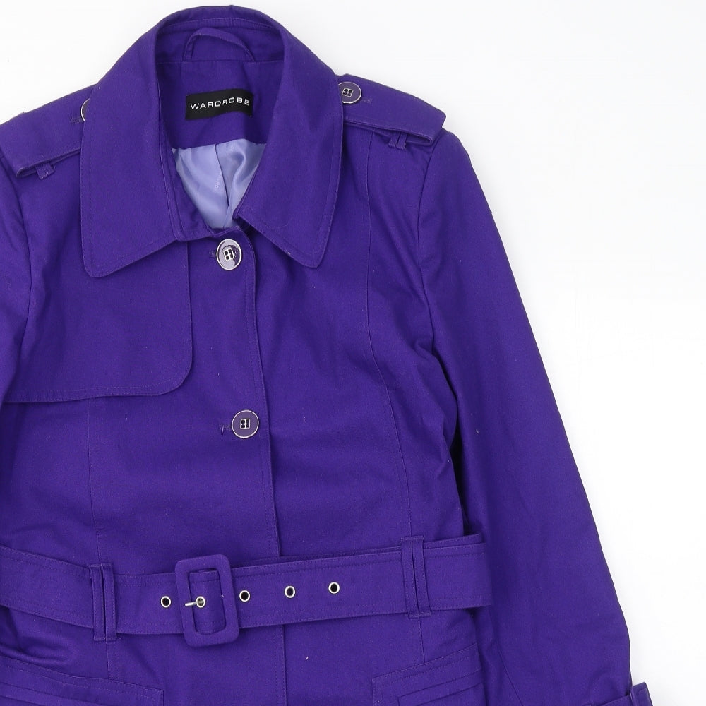 Warehouse Womens Purple   Trench Coat Coat Size 18  Button