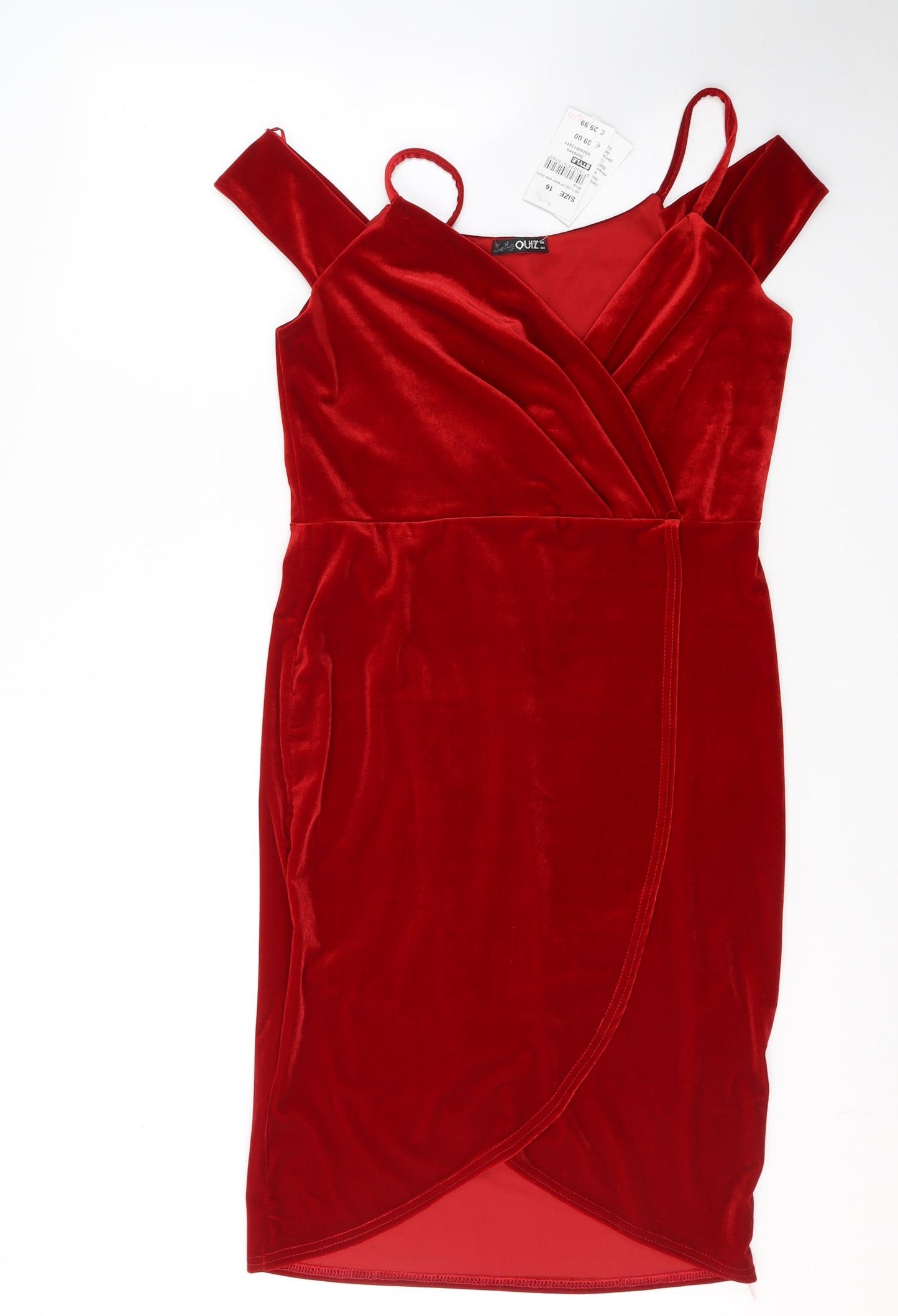 Quiz Womens Red  Polyester A-Line  Size 16  V-Neck Pullover - Cold shoulder