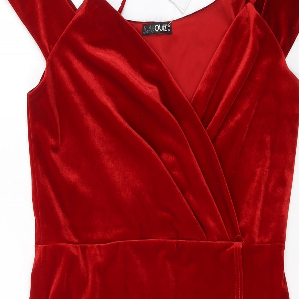 Quiz Womens Red  Polyester A-Line  Size 16  V-Neck Pullover - Cold shoulder