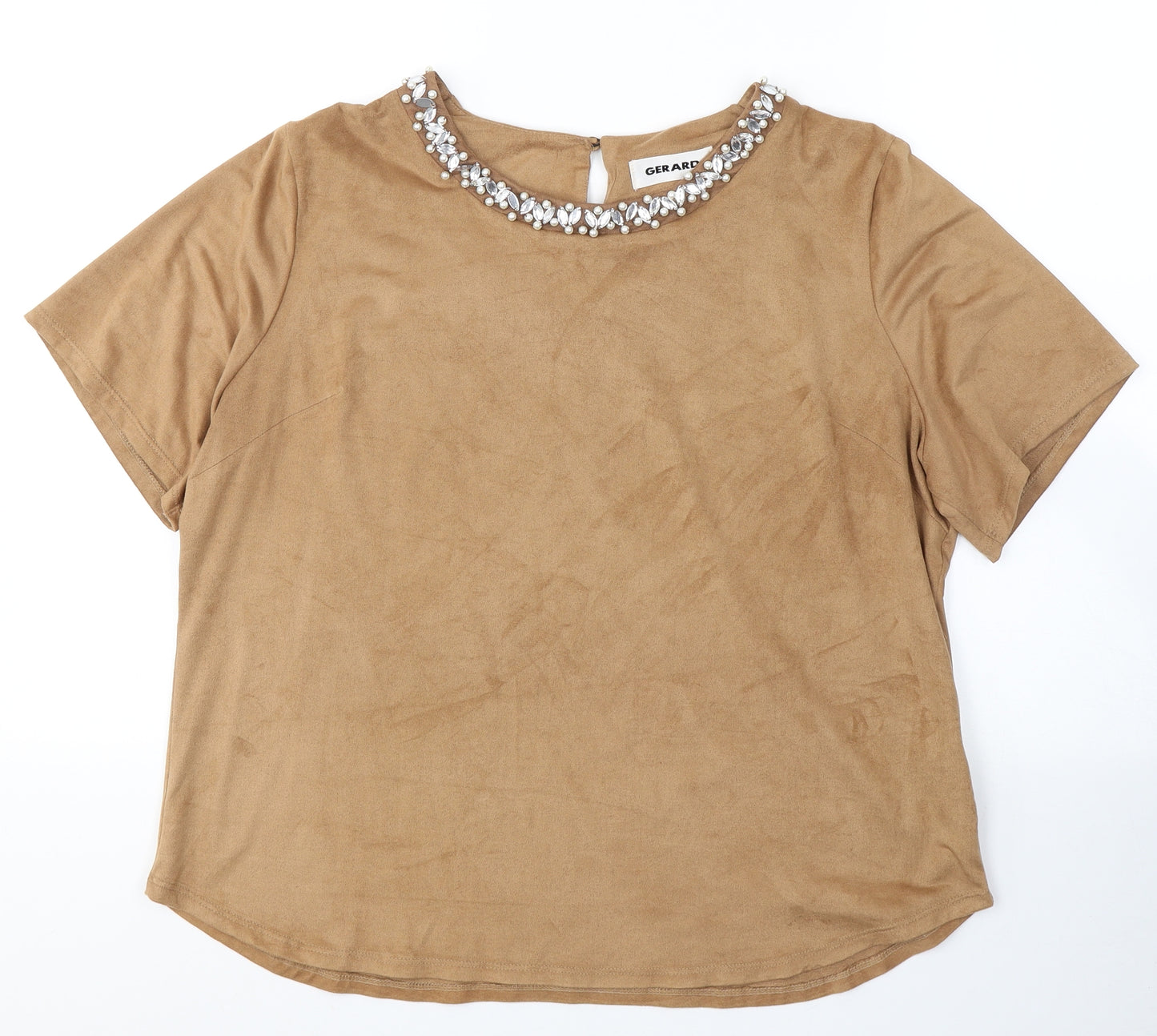 Gerard Womens Brown  Polyester Basic T-Shirt Size 18 Round Neck