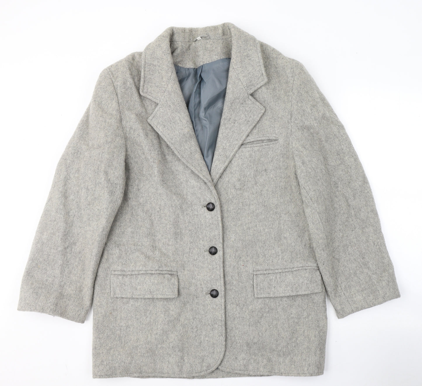 Marks and Spencer Womens Grey   Pea Coat Coat Size 14  Button