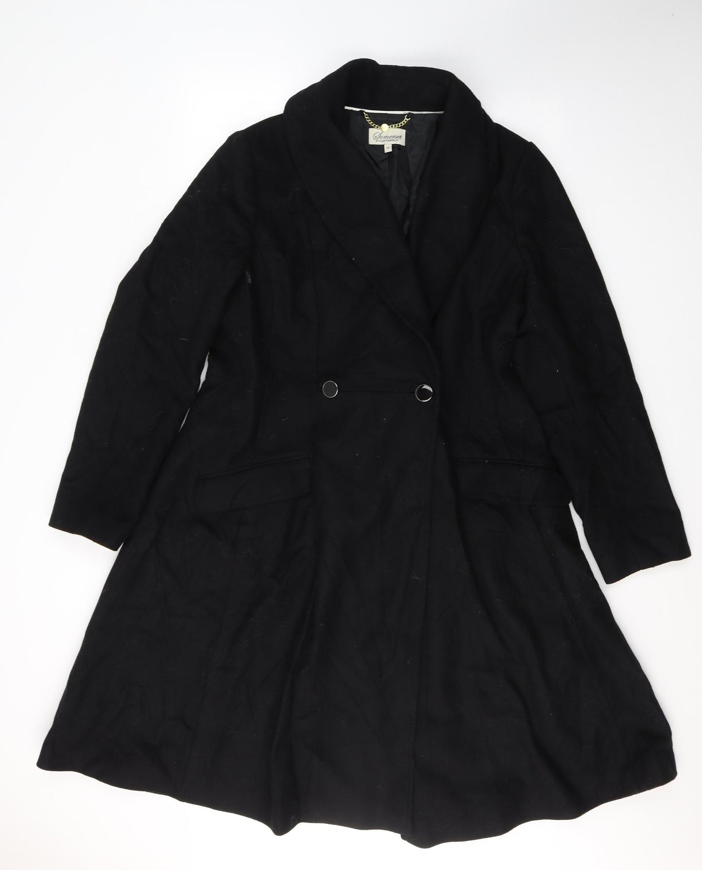 ALICE by Temperley Womens Black   Pea Coat Coat Size 16  Button