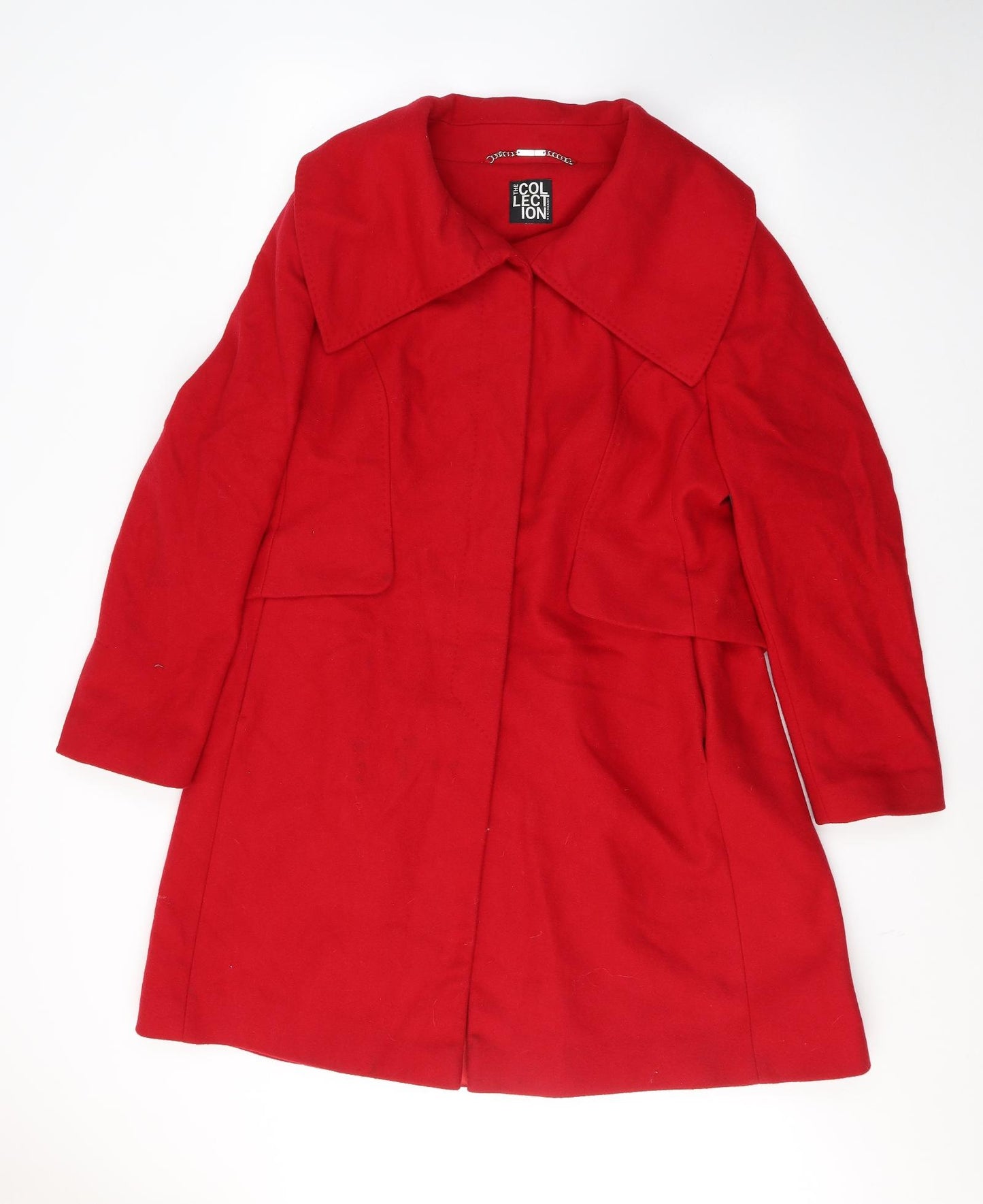 Debenhams Womens Red   Pea Coat Coat Size L  Button