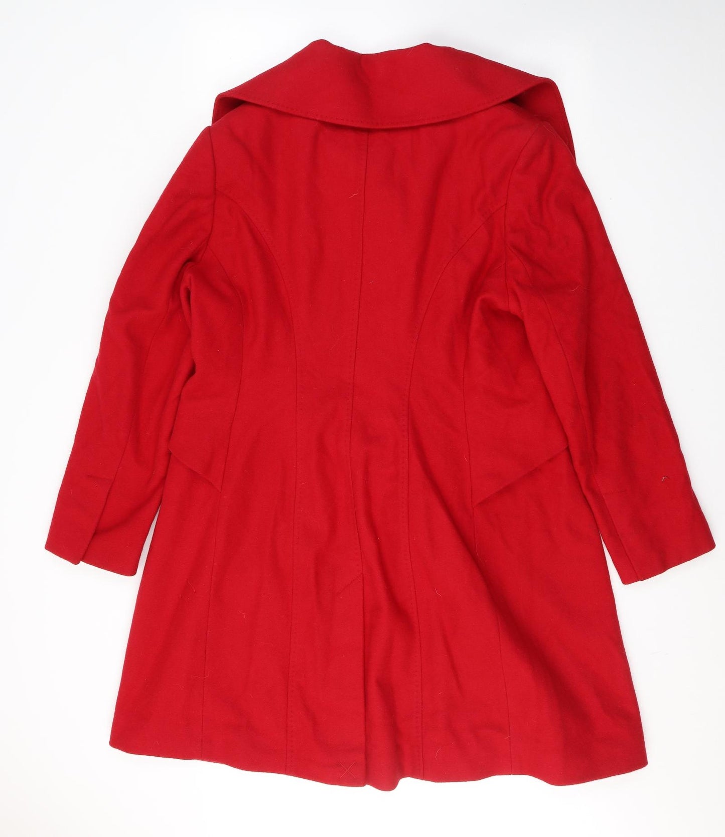 Debenhams Womens Red   Pea Coat Coat Size L  Button