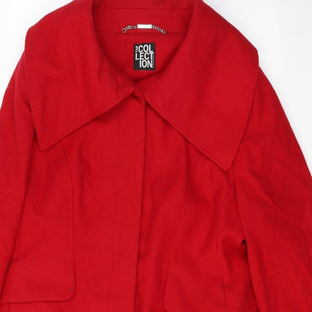 Debenhams Womens Red   Pea Coat Coat Size L  Button