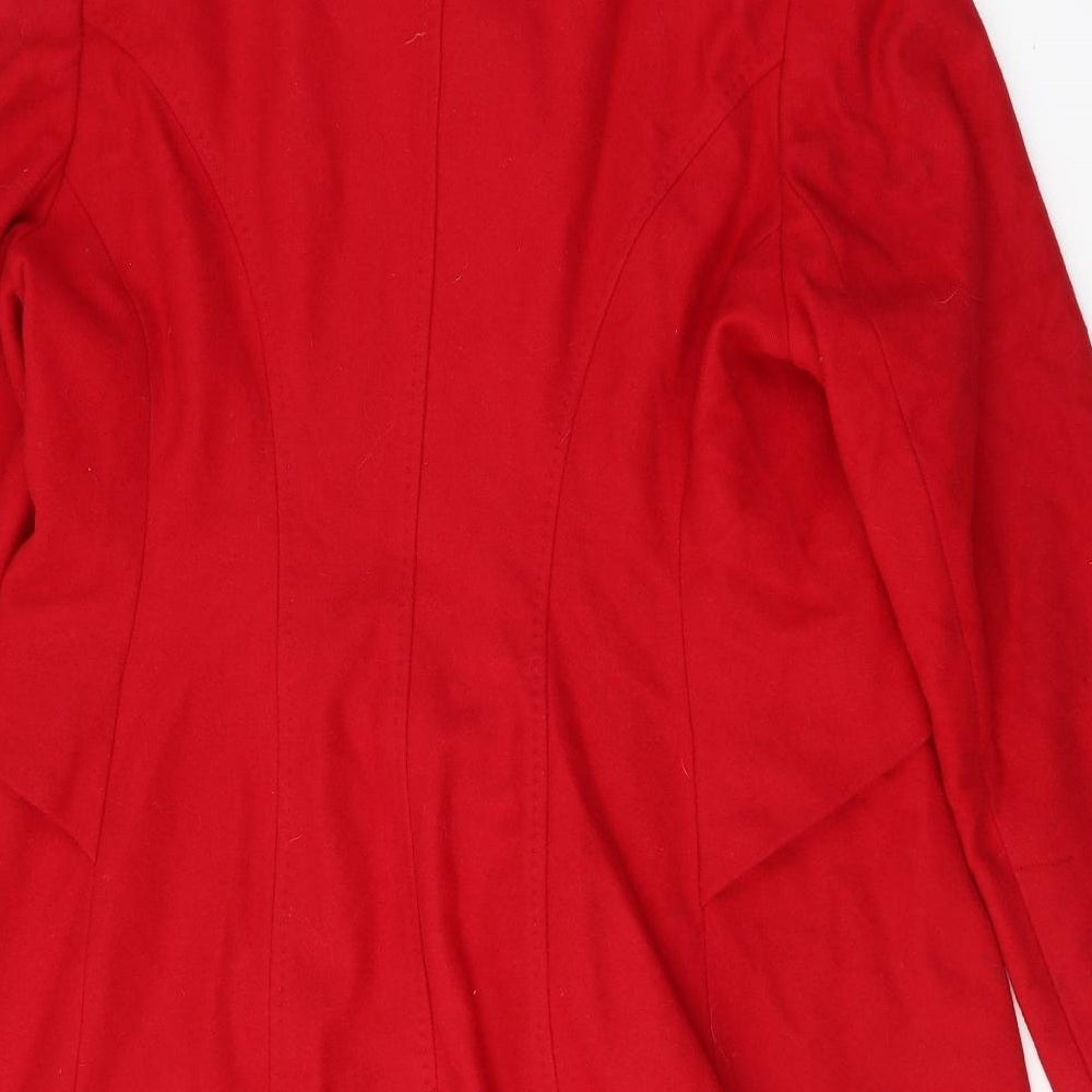 Debenhams Womens Red   Pea Coat Coat Size L  Button