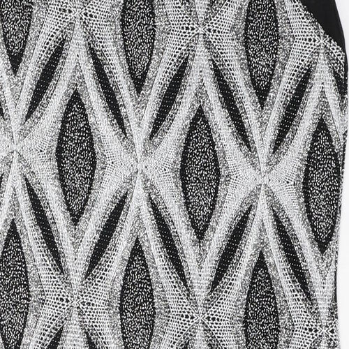 Quiz Womens Silver Geometric Nylon A-Line  Size 16  Round Neck Pullover