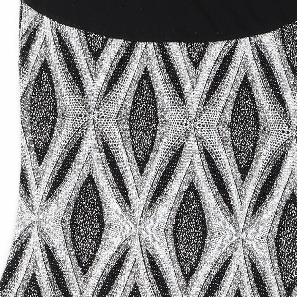 Quiz Womens Silver Geometric Nylon A-Line  Size 16  Round Neck Pullover