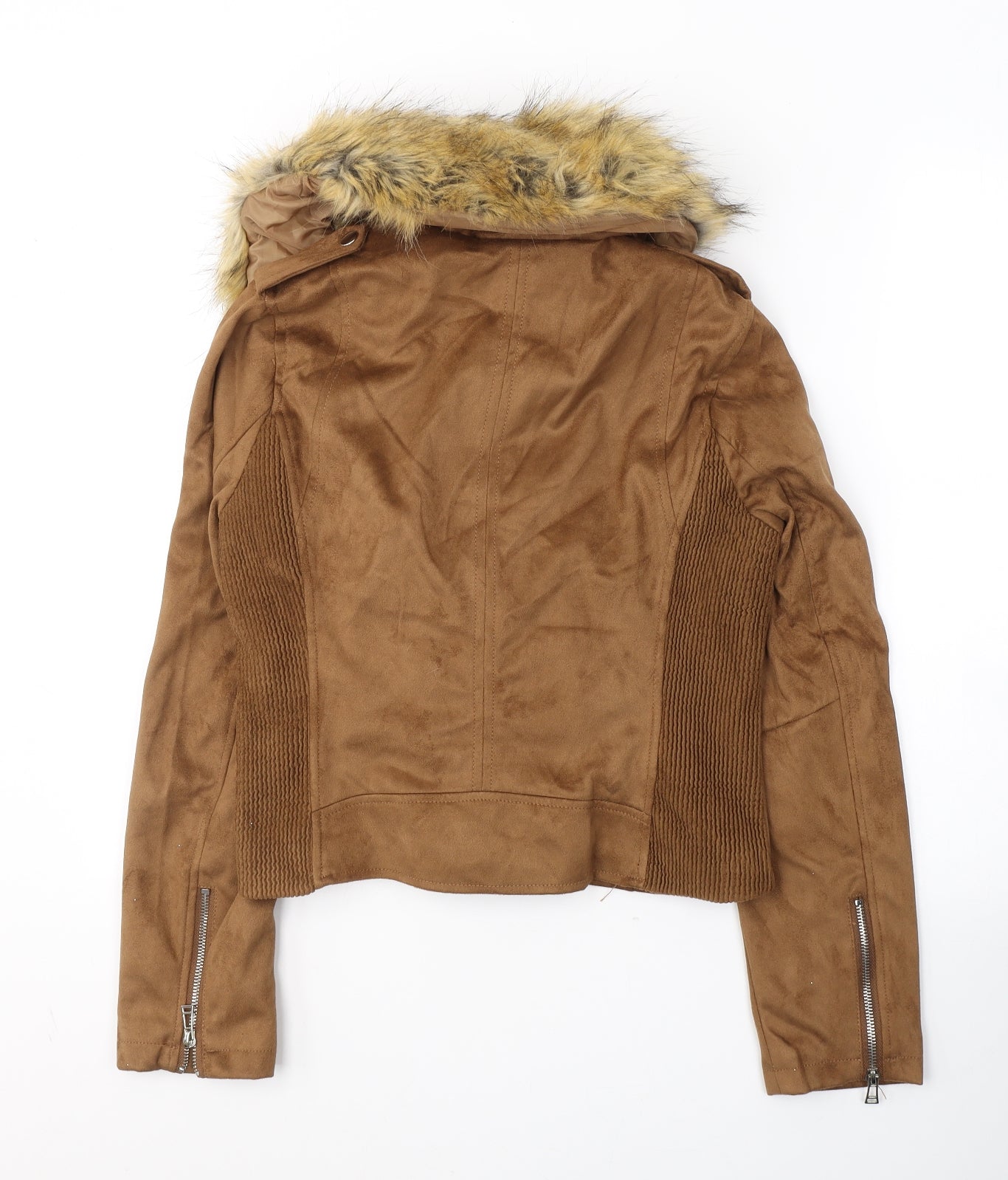 Red Chilli Womens Brown   Jacket  Size 14  Zip - Faux Fur Collar