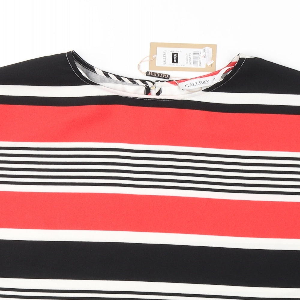 Gallery Womens Multicoloured Striped Polyester Basic T-Shirt Size M Round Neck