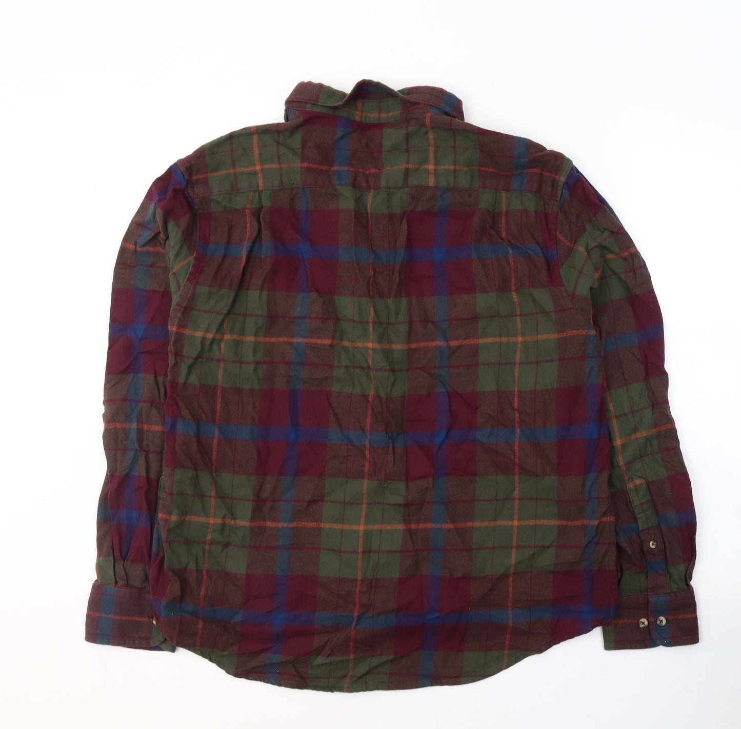 Dunnes Stores Mens Green Plaid Cotton  Button-Up Size XL Collared Button