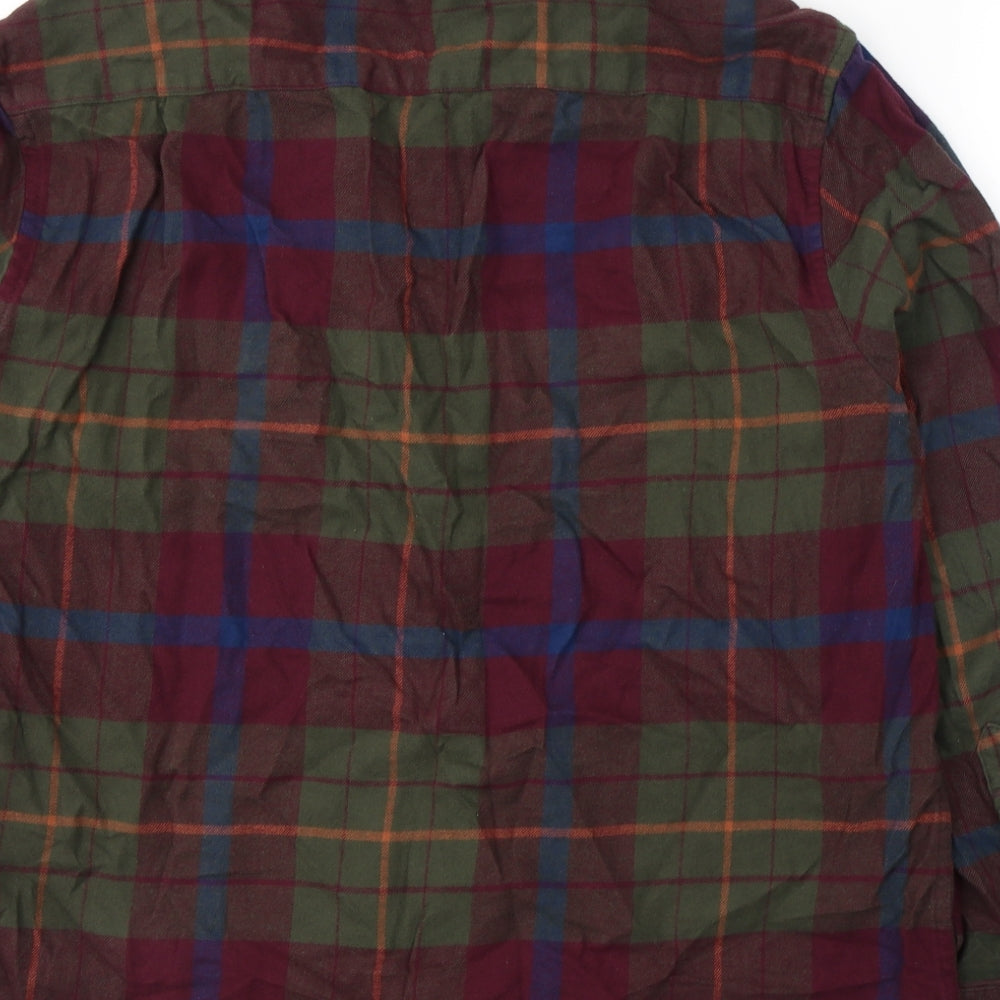 Dunnes Stores Mens Green Plaid Cotton  Button-Up Size XL Collared Button