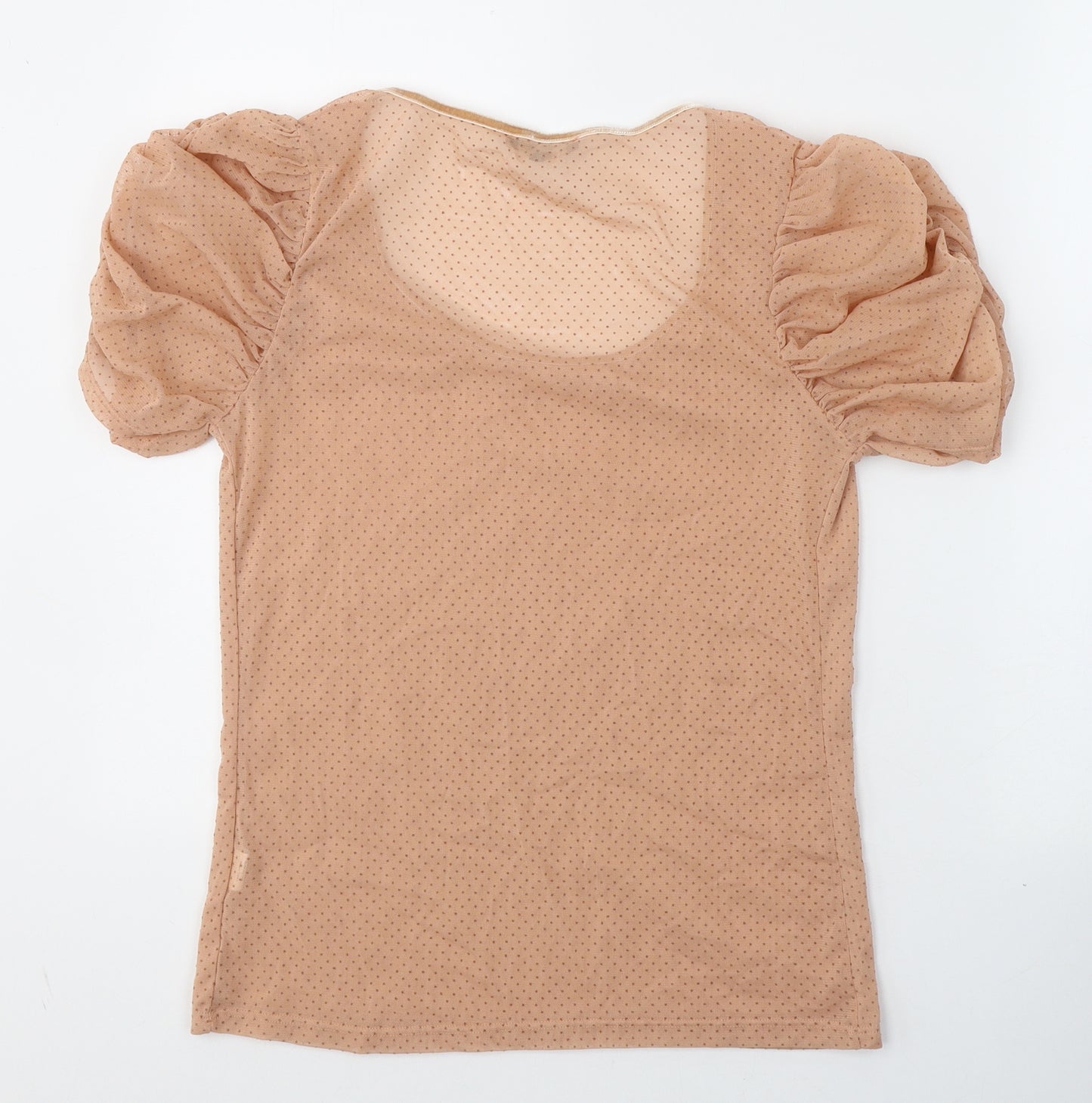 River Island Womens Beige Polka Dot Polyester Basic T-Shirt Size 16 Round Neck