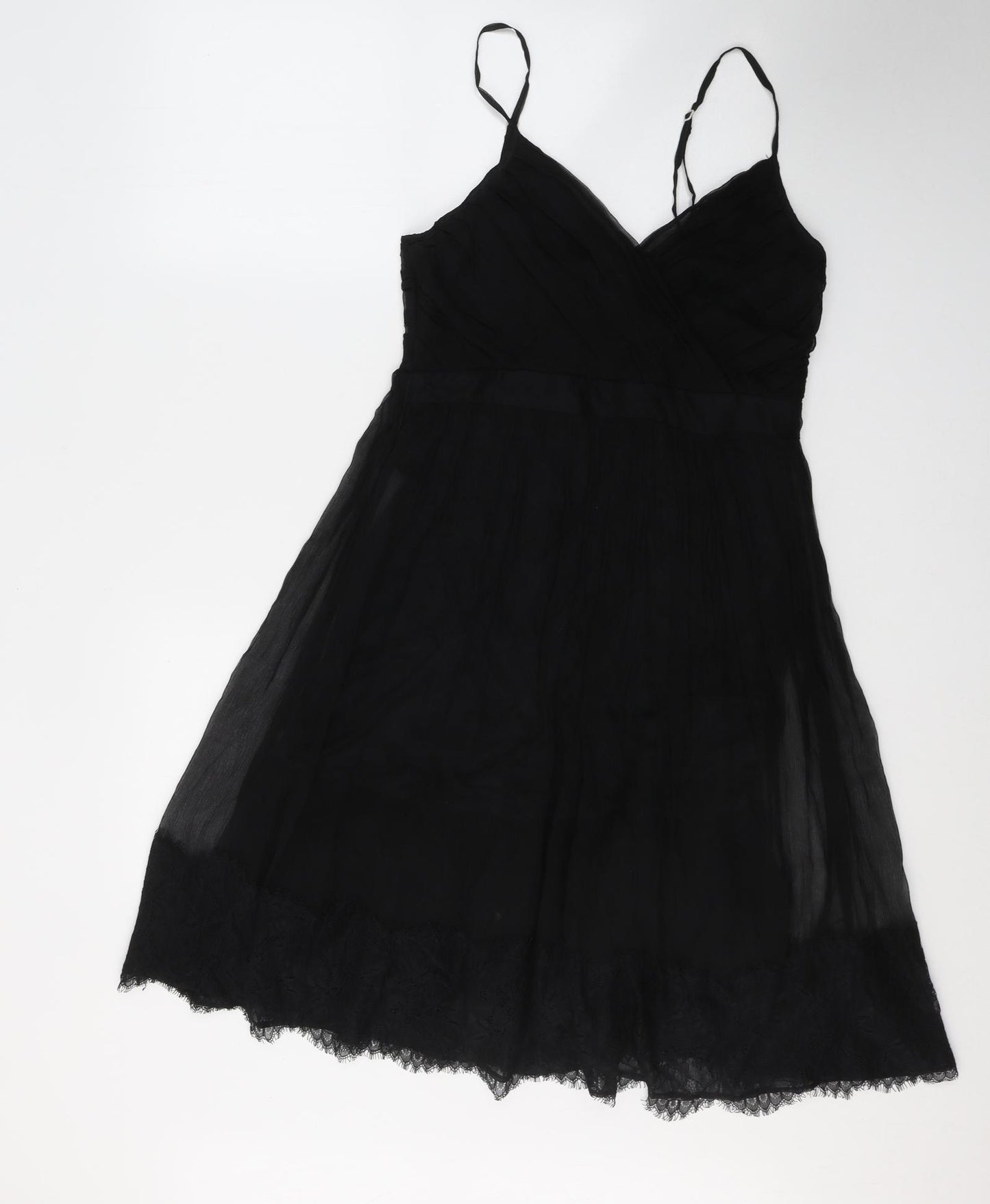 Jacqueline Quinn Womens Black  Silk Fit & Flare  Size 10  V-Neck Zip