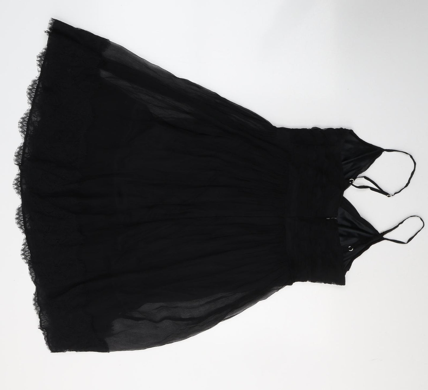 Jacqueline Quinn Womens Black  Silk Fit & Flare  Size 10  V-Neck Zip