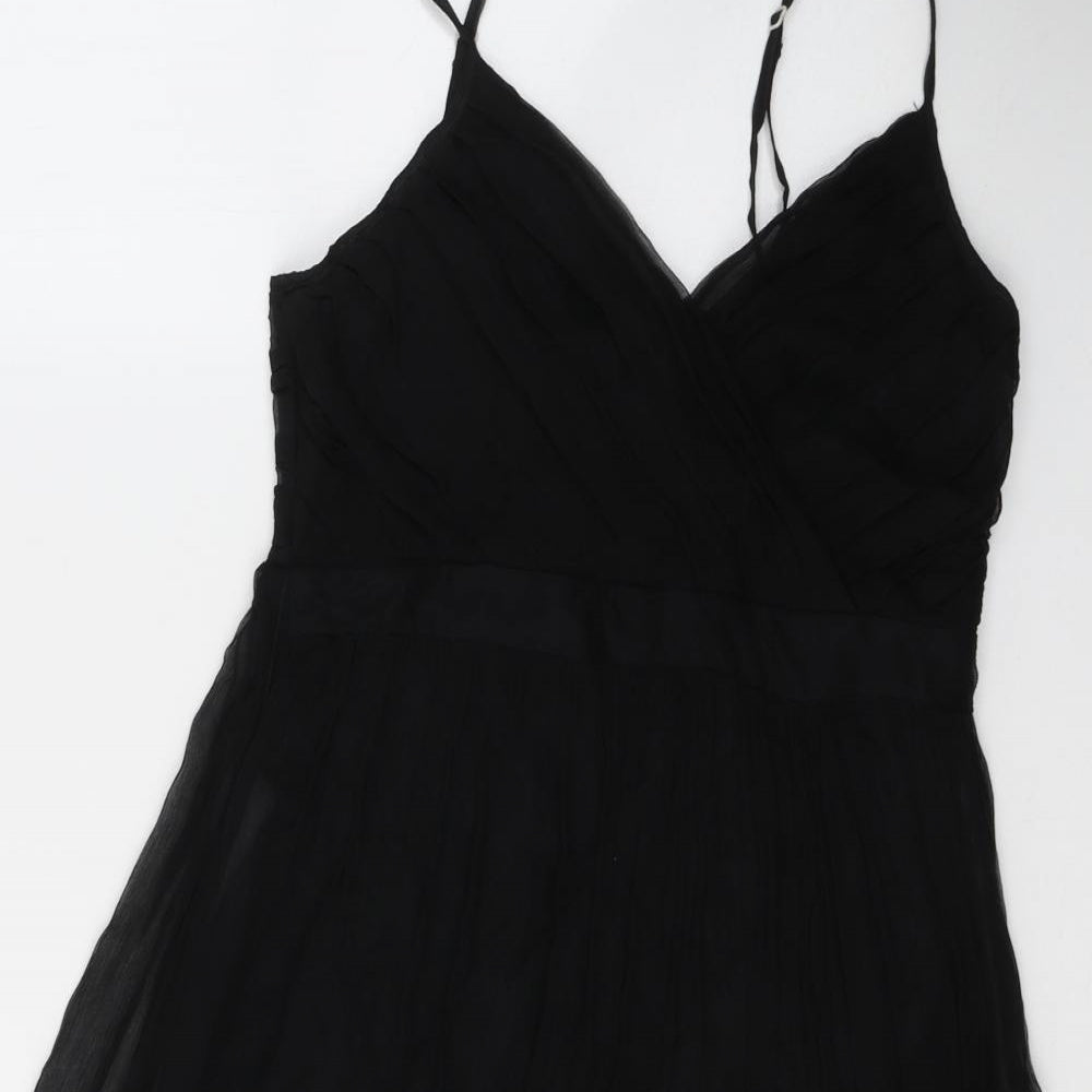 Jacqueline Quinn Womens Black  Silk Fit & Flare  Size 10  V-Neck Zip