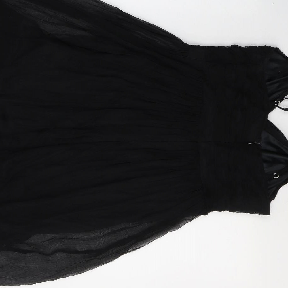 Jacqueline Quinn Womens Black  Silk Fit & Flare  Size 10  V-Neck Zip