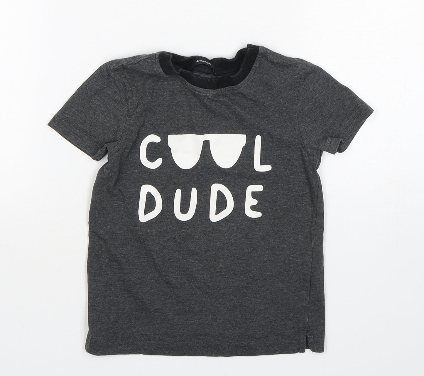 George Boys Grey  Cotton Basic T-Shirt Size 2-3 Years Round Neck Pullover - Cool Dude