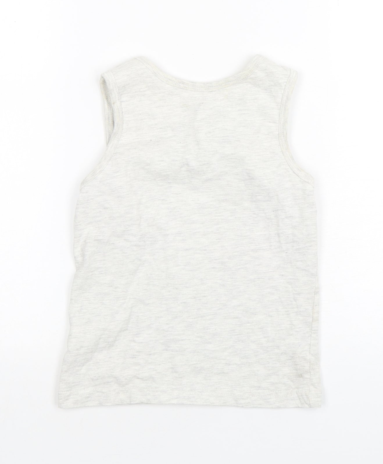 Primark Boys Grey  Cotton Basic Tank Size 5-6 Years Round Neck