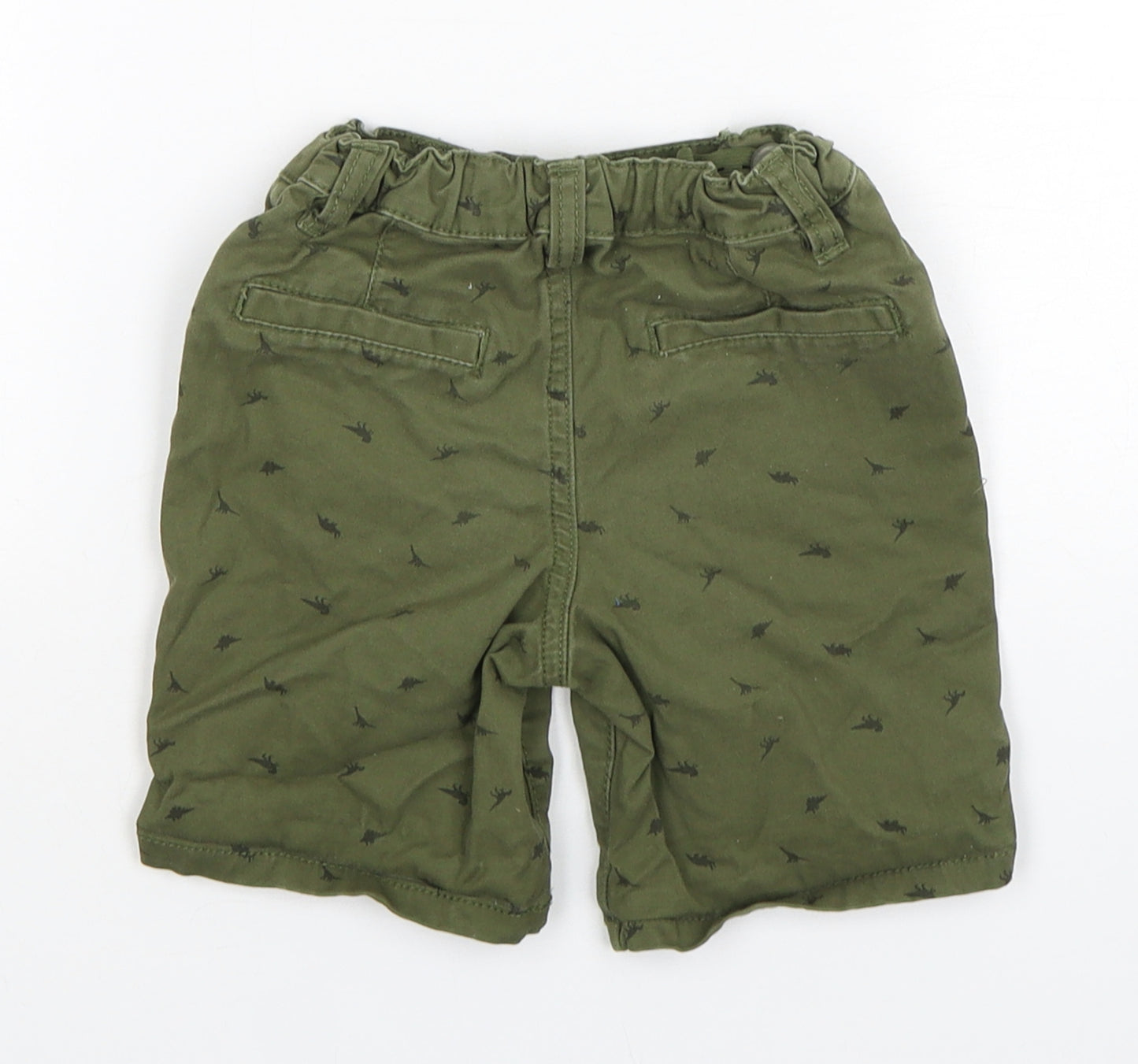 Primark Boys Green Geometric Cotton Chino Shorts Size 3-4 Years  Regular  - Dinosaur Print