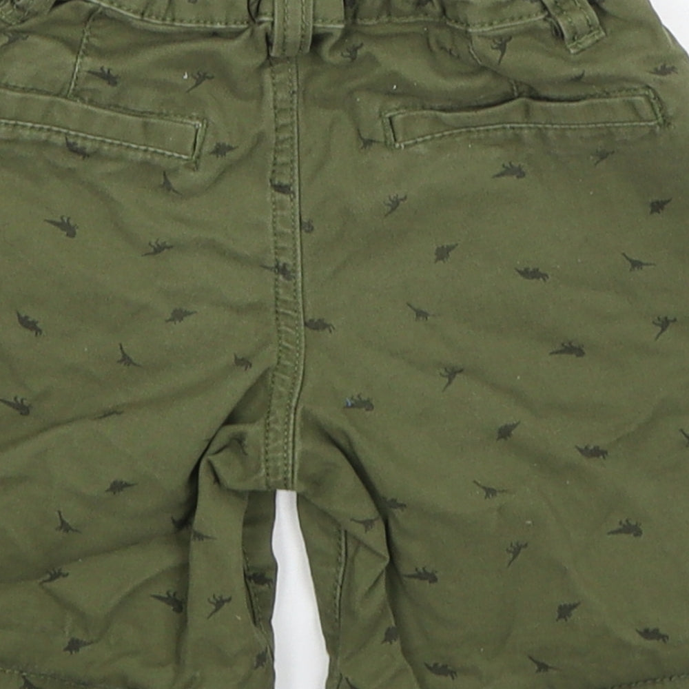 Primark Boys Green Geometric Cotton Chino Shorts Size 3-4 Years  Regular  - Dinosaur Print