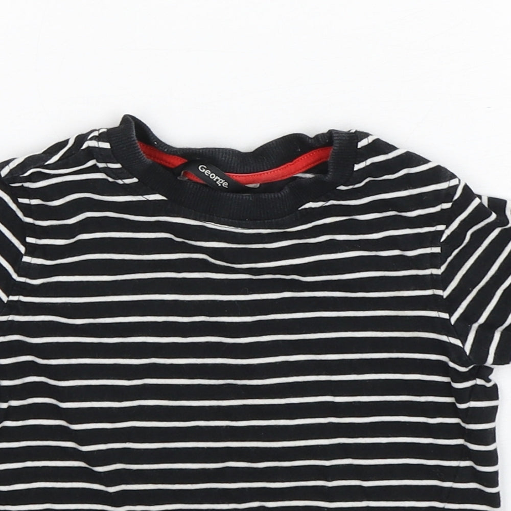 George Boys Multicoloured Striped Cotton Basic T-Shirt Size 2-3 Years Round Neck Pullover