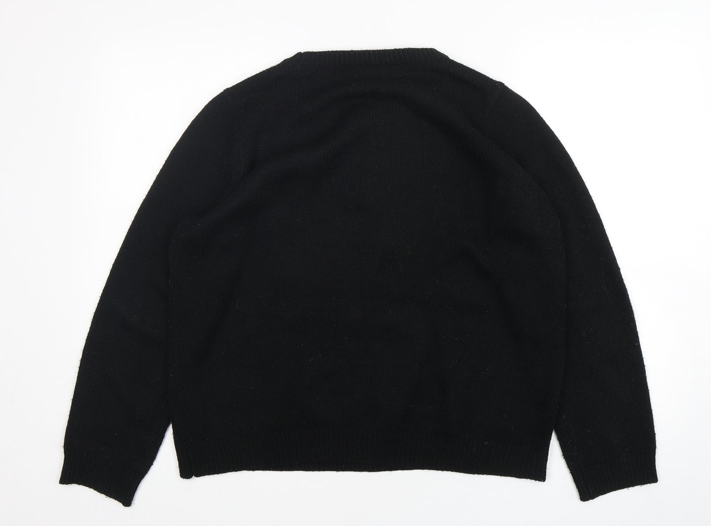 George Womens Black Round Neck  Acrylic Pullover Jumper Size 16   - Christmas
