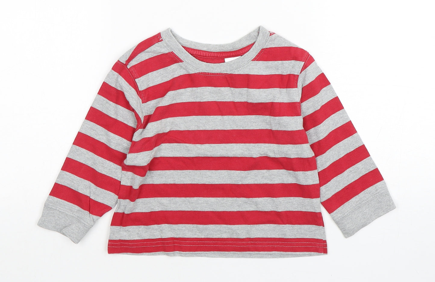 BabyGAP Boys Multicoloured Striped Cotton Basic T-Shirt Size 18-24 Months Round Neck Pullover