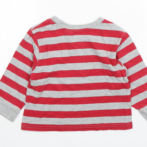 BabyGAP Boys Multicoloured Striped Cotton Basic T-Shirt Size 18-24 Months Round Neck Pullover