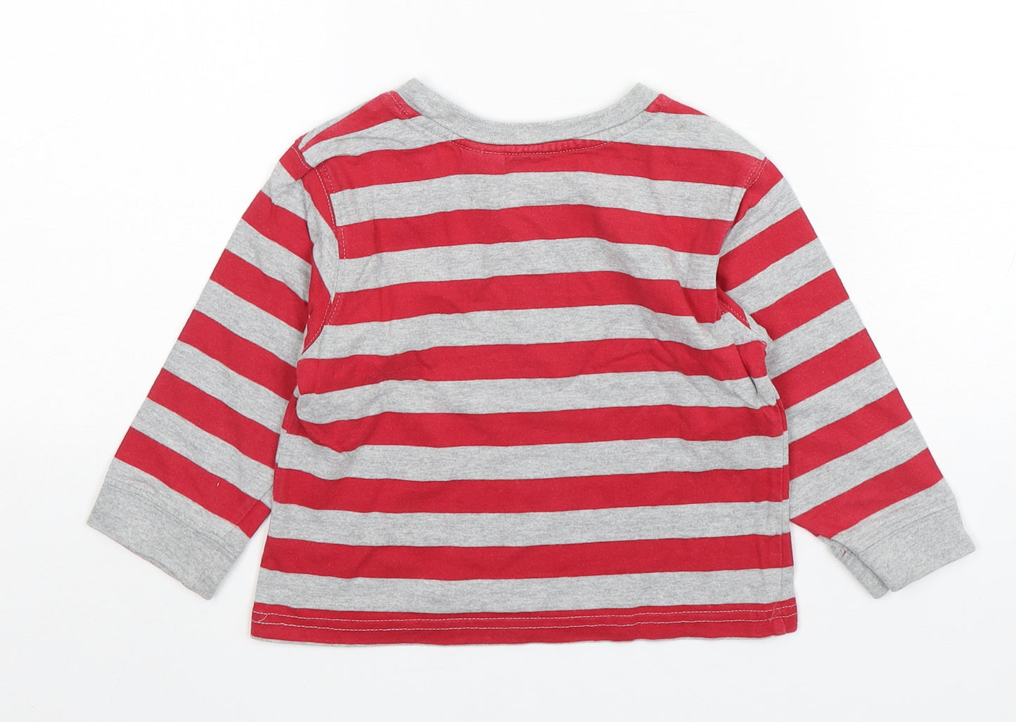 BabyGAP Boys Multicoloured Striped Cotton Basic T-Shirt Size 18-24 Months Round Neck Pullover
