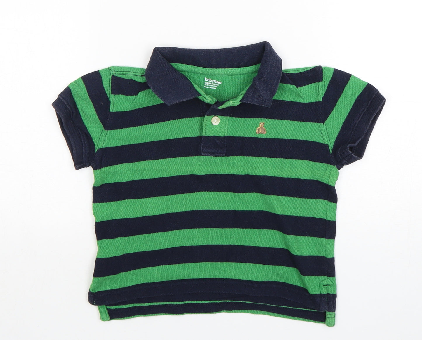 babyGAP Boys Multicoloured Striped Cotton Basic Polo Size 18-24 Months Collared