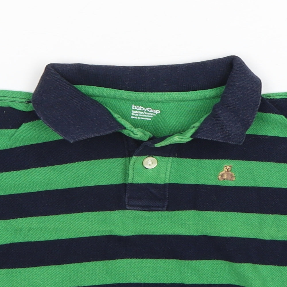 babyGAP Boys Multicoloured Striped Cotton Basic Polo Size 18-24 Months Collared