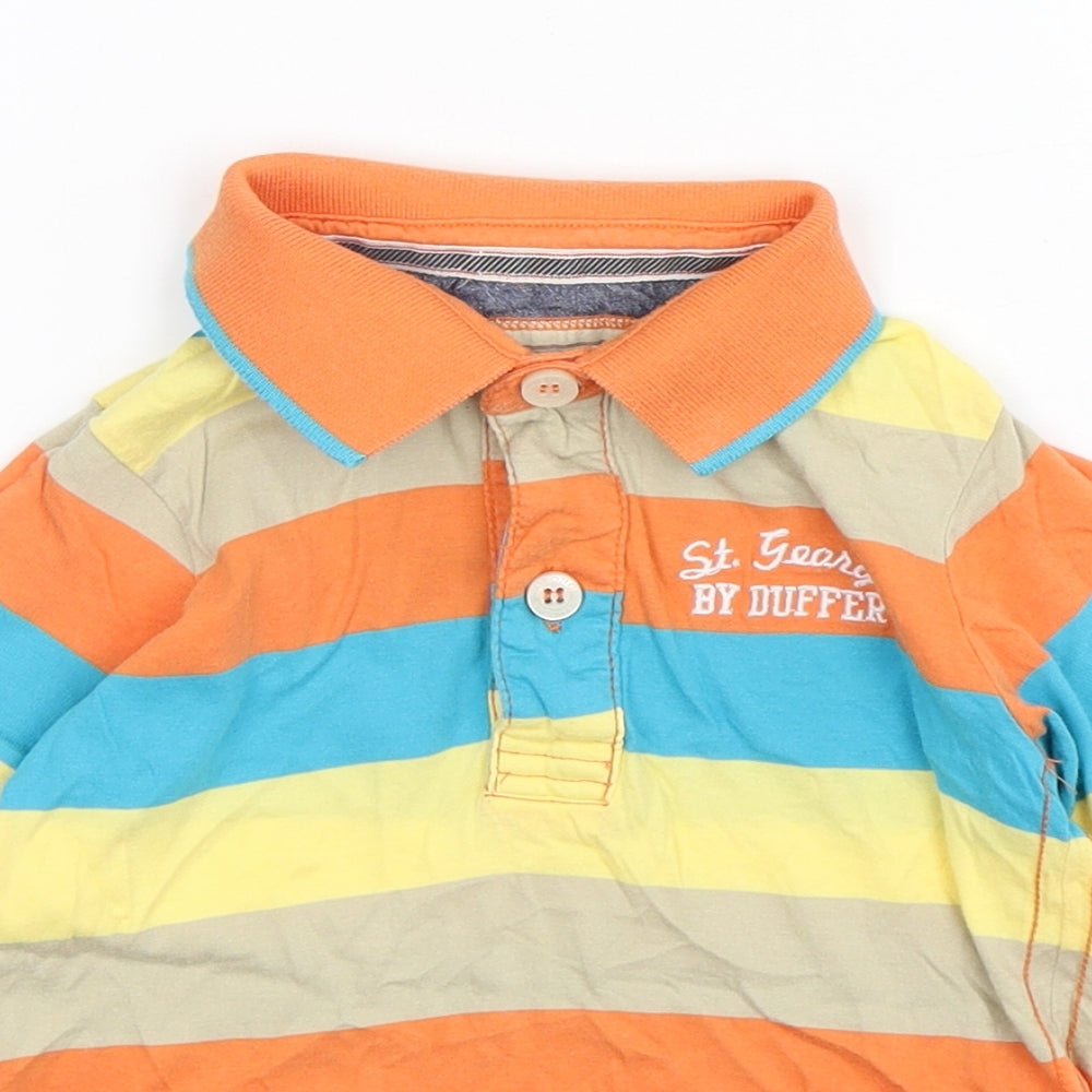 Duffer of St. George Boys Multicoloured Striped Cotton Basic Polo Size 3-4 Years Collared