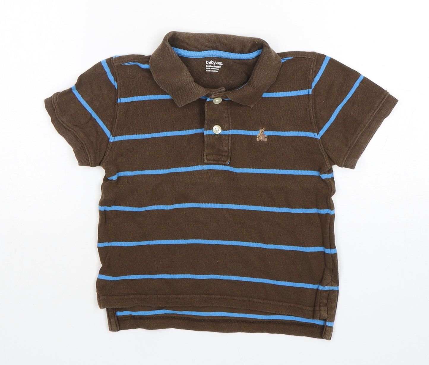 babyGap Boys Multicoloured Striped Cotton Basic Polo Size 18-24 Months Collared