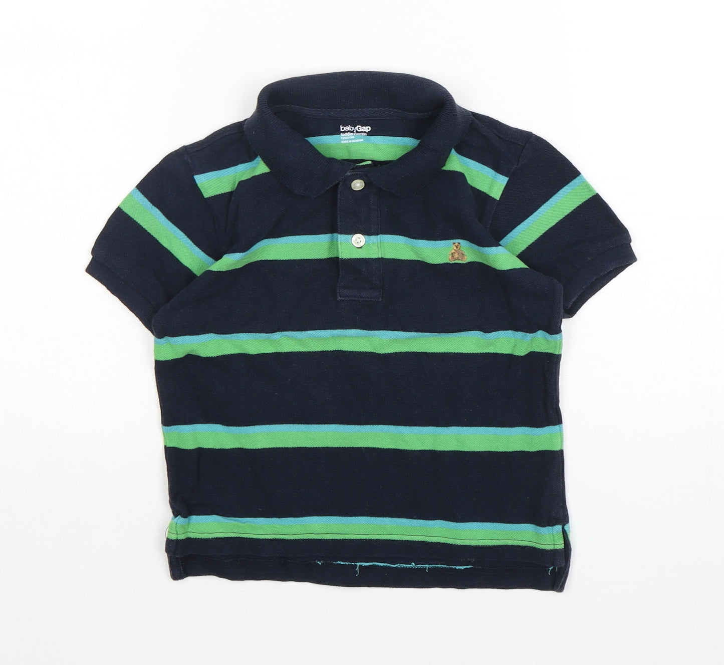 babyGAP Boys Multicoloured Striped Cotton Basic Polo Size 3 Years Collared