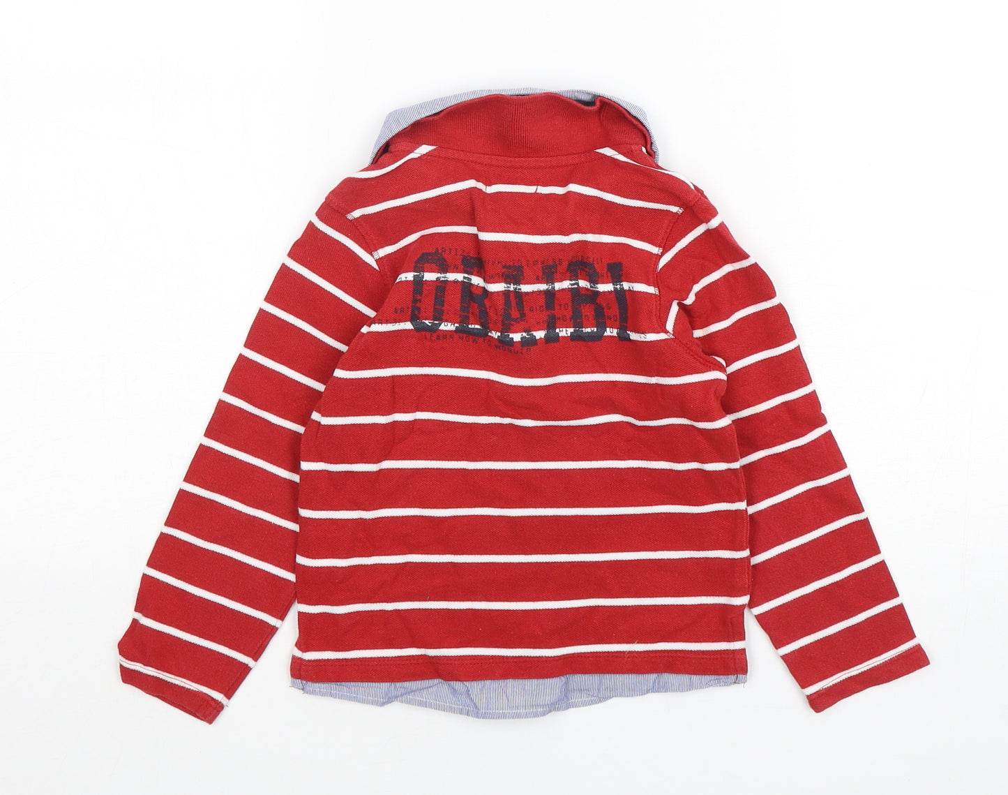 obaiei Boys Red Striped Cotton Basic Polo Size 5 Years Collared