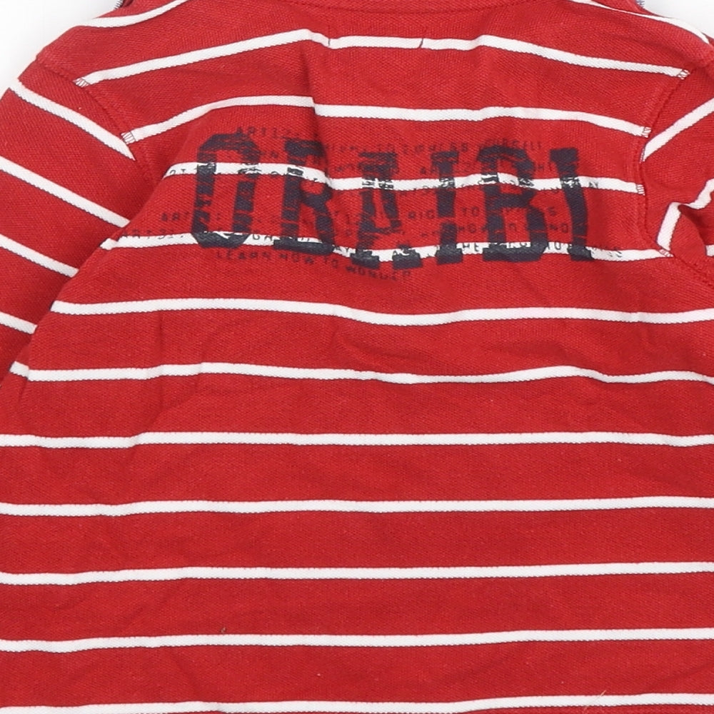 obaiei Boys Red Striped Cotton Basic Polo Size 5 Years Collared