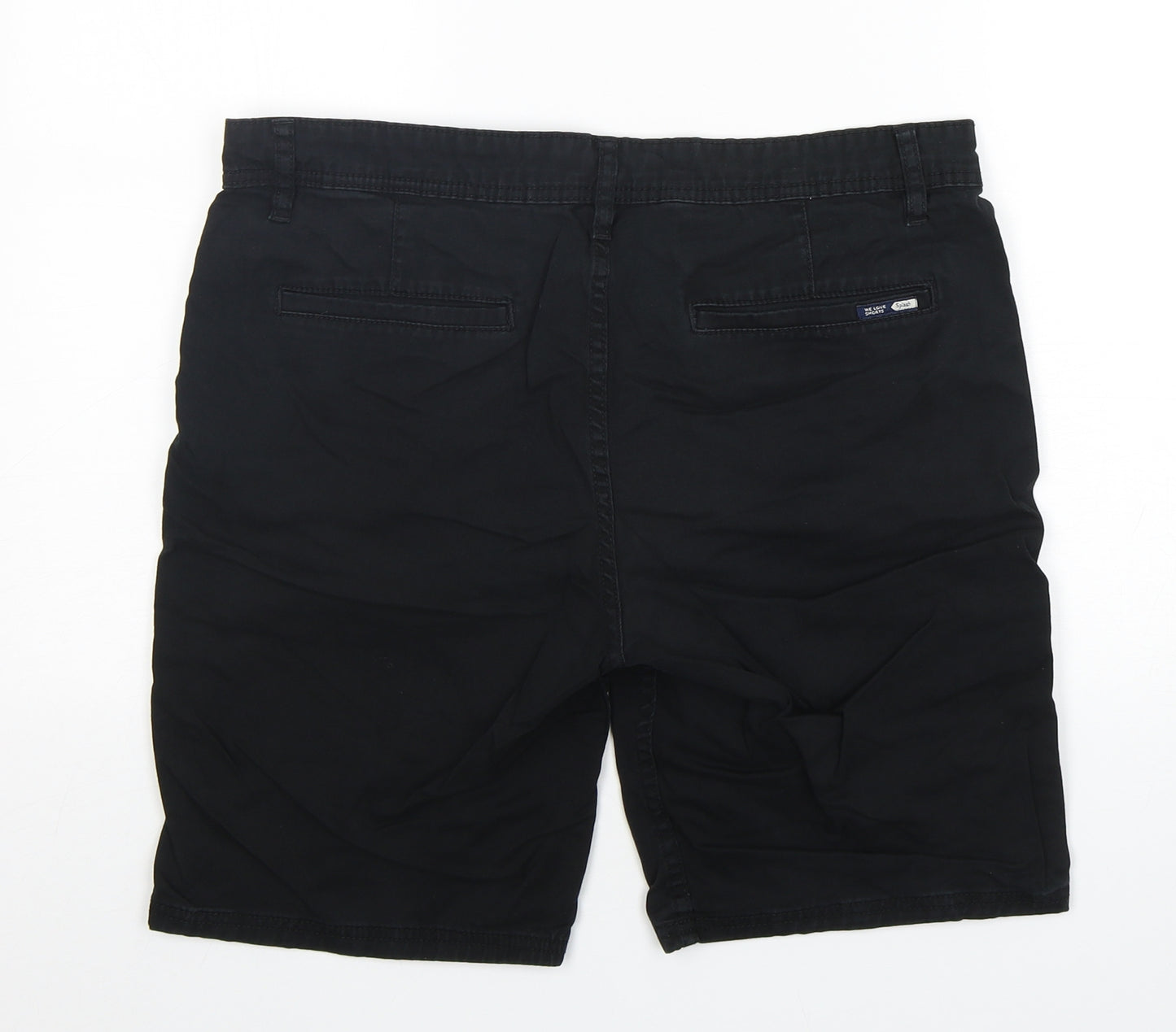 SPLASH Mens Black  Cotton Chino Shorts Size 34 L11 in Regular
