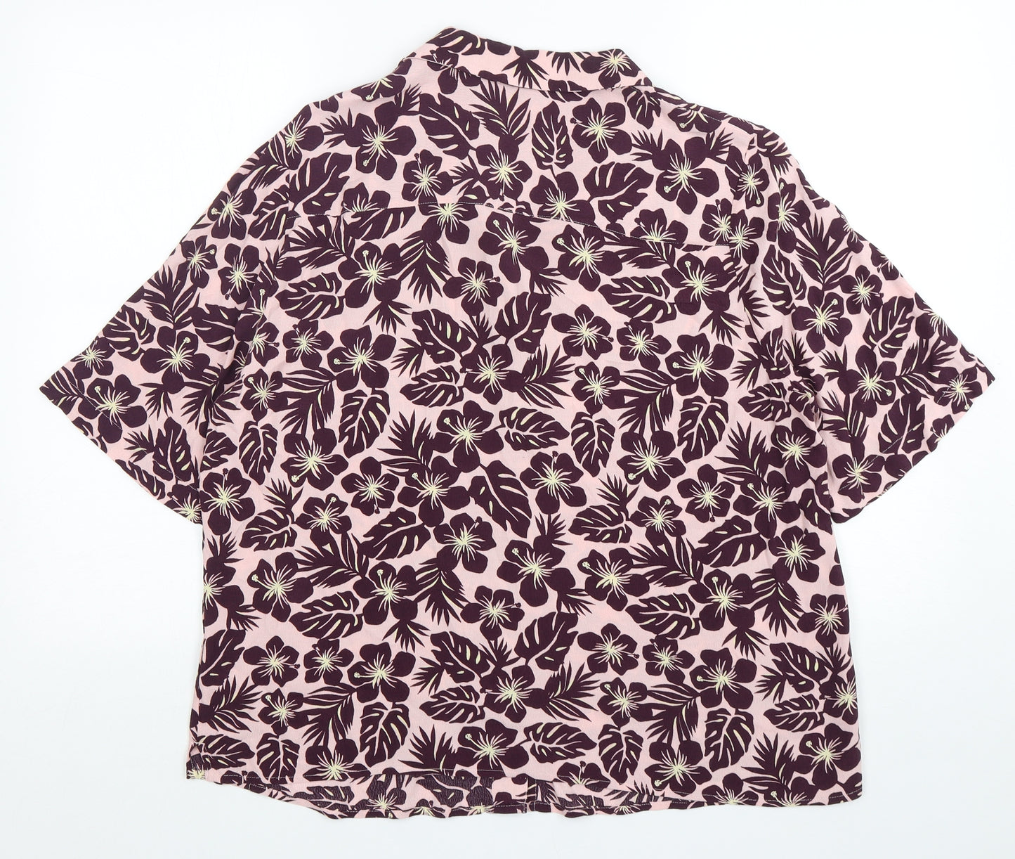 Marks and Spencer Womens Multicoloured Floral Polyester Basic Button-Up Size 16 Collared