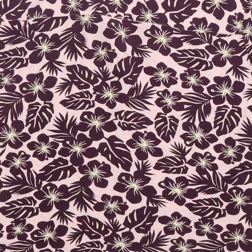 Marks and Spencer Womens Multicoloured Floral Polyester Basic Button-Up Size 16 Collared