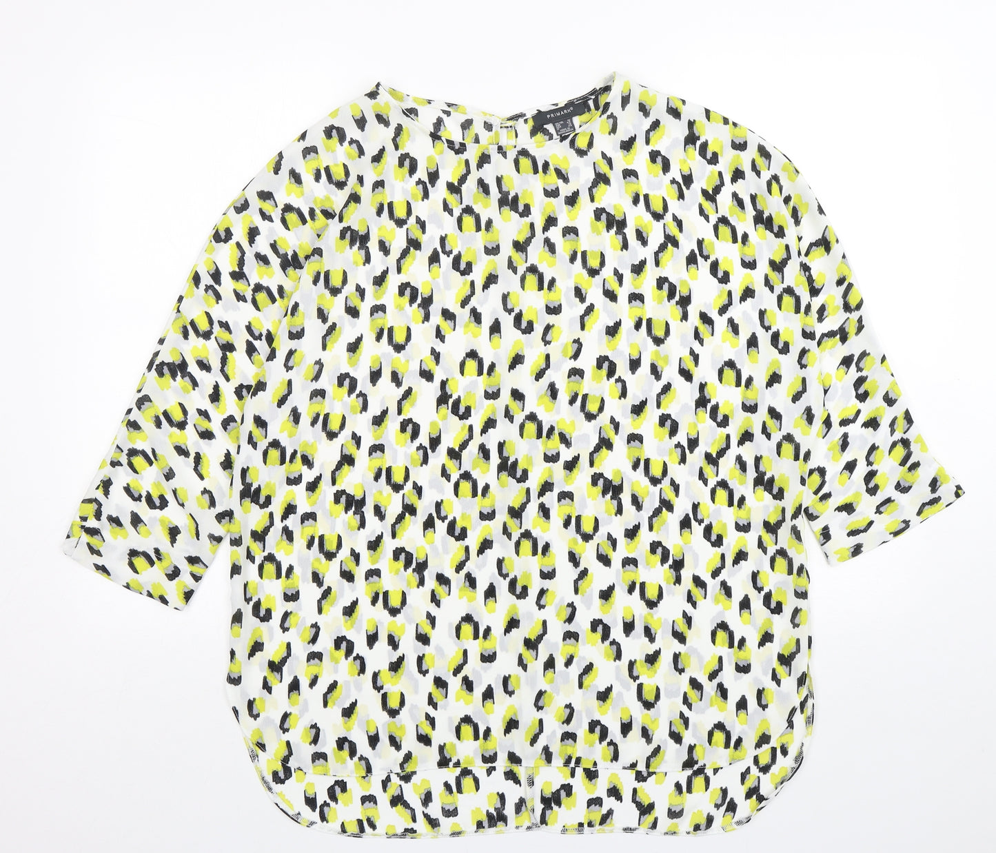 Primark Womens Multicoloured Animal Print Polyester Basic Blouse Size 16 Round Neck