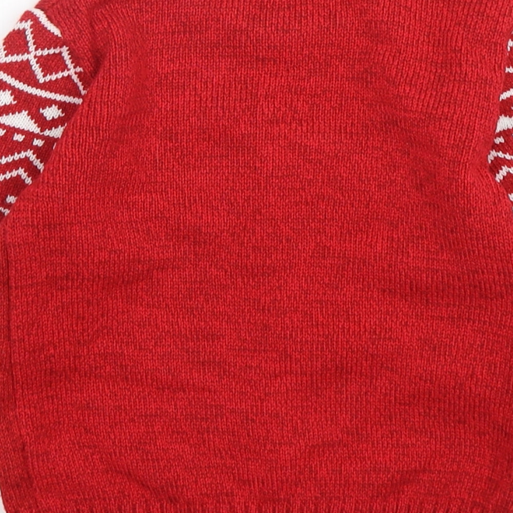F&F Boys Multicoloured Round Neck Fair Isle Polyester Pullover Jumper Size 3-4 Years   - Christmas
