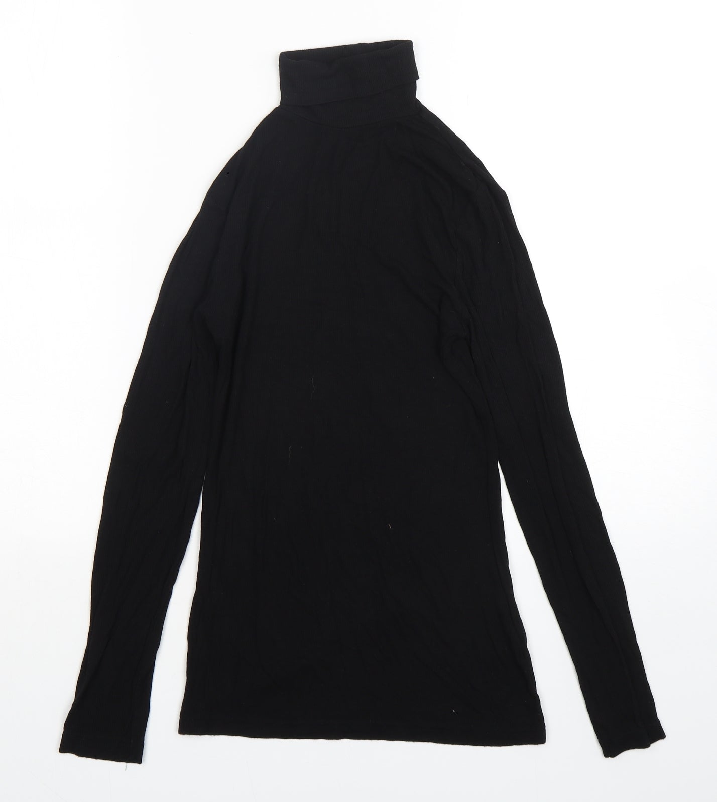 Papaya Womens Black  Viscose Basic T-Shirt Size 8 Roll Neck
